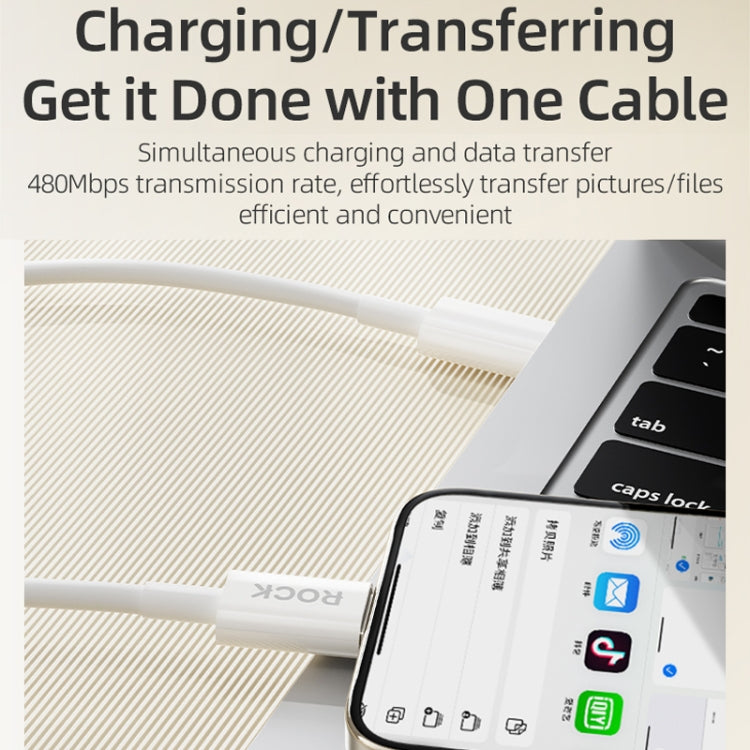 ROCK P8 Prime Series 1m USB-C / Type-C Fast Charging Data Cable, Interface:PD60W USB-C / Type-C(White) - USB-C & Type-C Cable by ROCK | Online Shopping UK | buy2fix