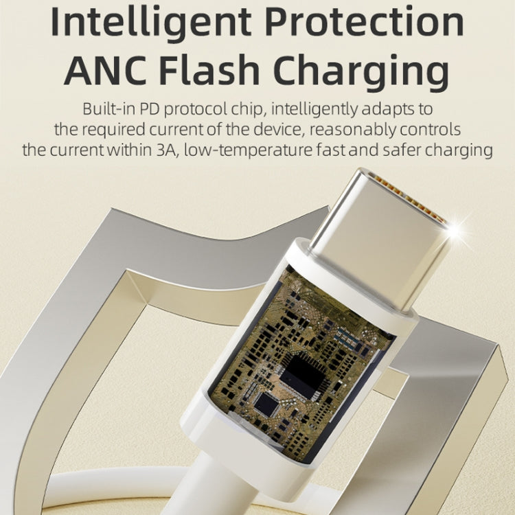 ROCK P8 Prime Series 1m USB-C / Type-C Fast Charging Data Cable, Interface:PD60W USB-C / Type-C(White) - USB-C & Type-C Cable by ROCK | Online Shopping UK | buy2fix