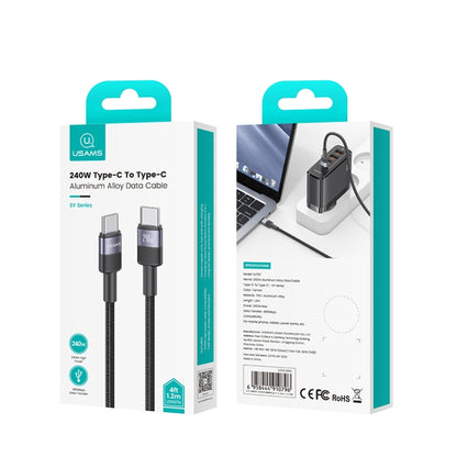 USAMS SJ727 240W USB-C / Type-C to USB-C / Type-C Aluminum Alloy Data Cable, Length: 1.2m(Tarnish) - USB-C & Type-C Cable by USAMS | Online Shopping UK | buy2fix