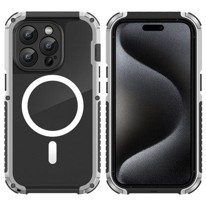 For iPhone 15 Pro Max MagSafe Shockproof Metal Phone Case(Silver) - iPhone 15 Pro Max Cases by buy2fix | Online Shopping UK | buy2fix