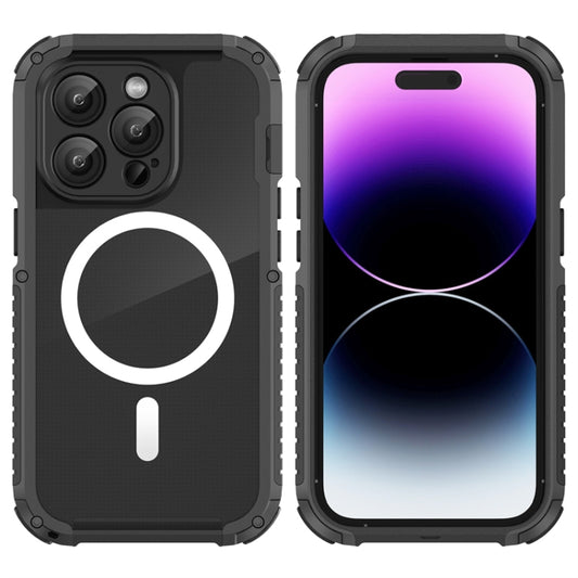 For iPhone 14 Pro Max MagSafe Shockproof Metal Phone Case(Black) - iPhone 14 Pro Max Cases by buy2fix | Online Shopping UK | buy2fix