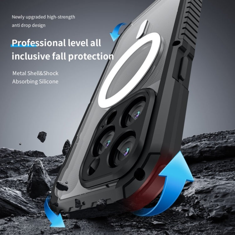 For iPhone 14 Pro Max MagSafe Shockproof Metal Phone Case(Silver) - iPhone 14 Pro Max Cases by buy2fix | Online Shopping UK | buy2fix