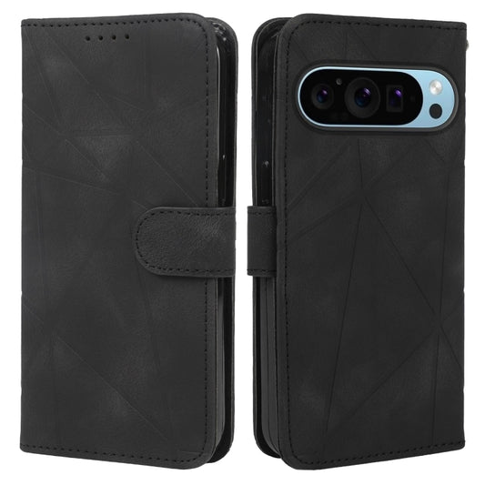 For Google Pixel 9 Pro XL Skin Feel Geometric Lines Leather Phone Case(Black) by buy2fix