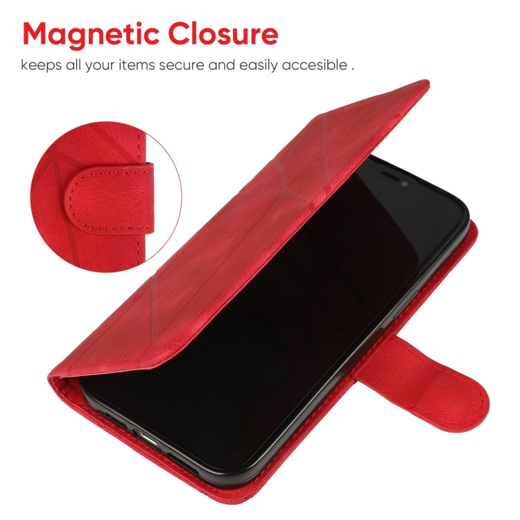 For Google Pixel 9 Pro XL Skin Feel Geometric Lines Leather Phone Case(Red) - Google Cases by buy2fix | Online Shopping UK | buy2fix