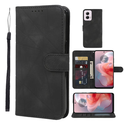 For Motorola Moto G Power 5G 2024 Skin Feel Geometric Lines Leather Phone Case(Black) by buy2fix