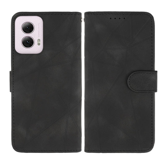 For Motorola Moto G Power 5G 2024 Skin Feel Geometric Lines Leather Phone Case(Black) by buy2fix