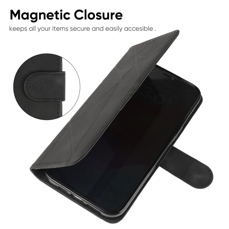 For Motorola Moto G Power 5G 2024 Skin Feel Geometric Lines Leather Phone Case(Black) by buy2fix