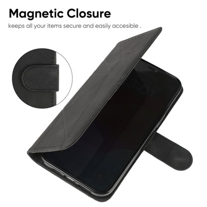 For Motorola Moto G Power 5G 2024 Skin Feel Geometric Lines Leather Phone Case(Black) by buy2fix
