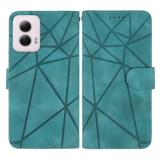 For Motorola Moto G Power 5G 2024 Skin Feel Geometric Lines Leather Phone Case(Green) by buy2fix