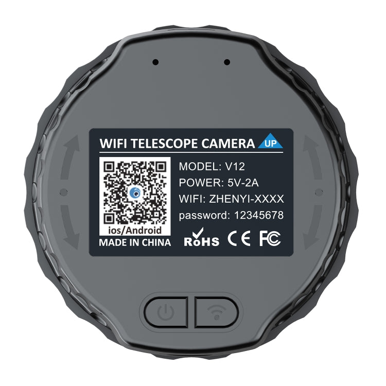 V12 2K WiFi HD Telescope Eyepiece Outdoor Portable Mirror Camera(Black) by buy2fix