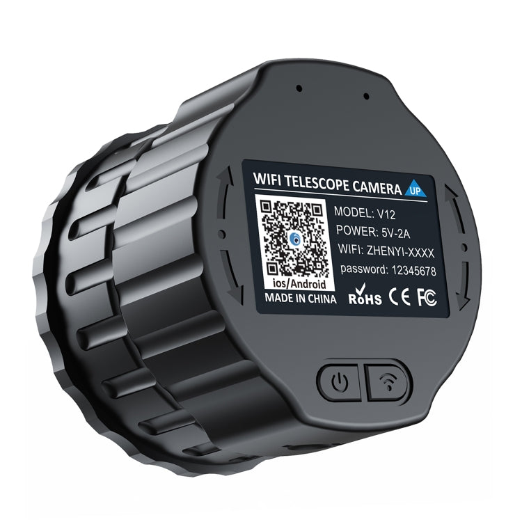 V12 2K WiFi HD Telescope Eyepiece Outdoor Portable Mirror Camera(Black) by buy2fix