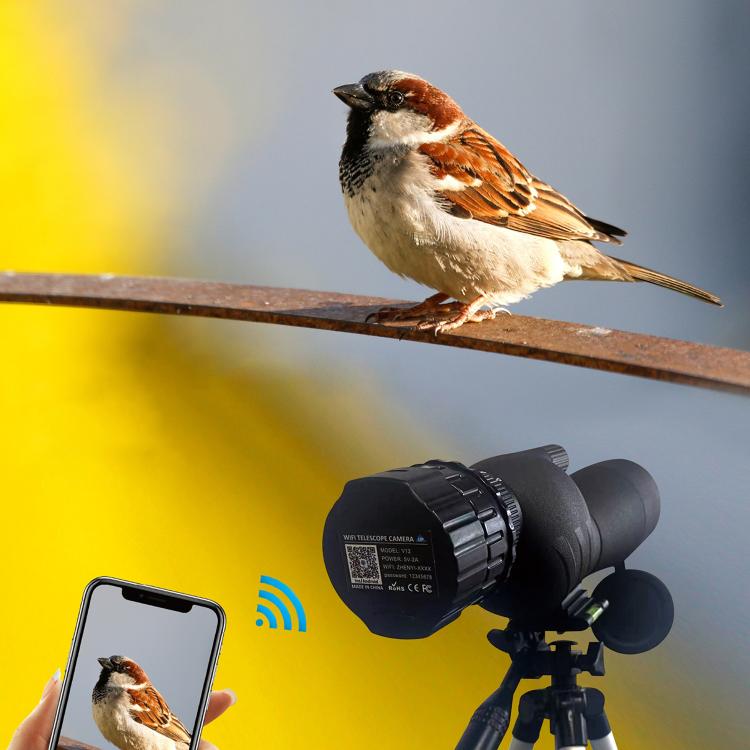 V12 2K WiFi HD Telescope Eyepiece Outdoor Portable Mirror Camera(Black) by buy2fix