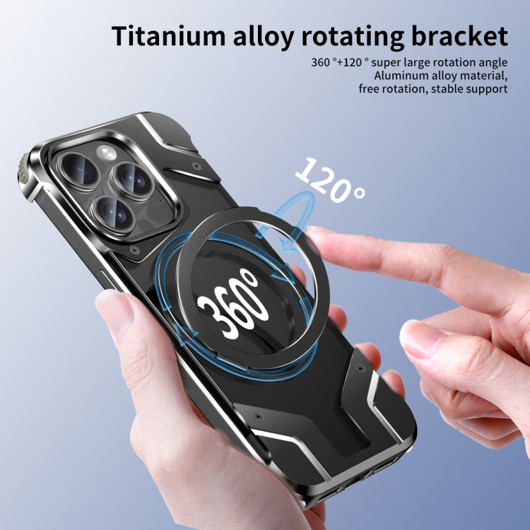 For iPhone 15 Pro Borderless MagSafe Rotating Holder Transparent Phone(Silver) - iPhone 15 Pro Cases by buy2fix | Online Shopping UK | buy2fix