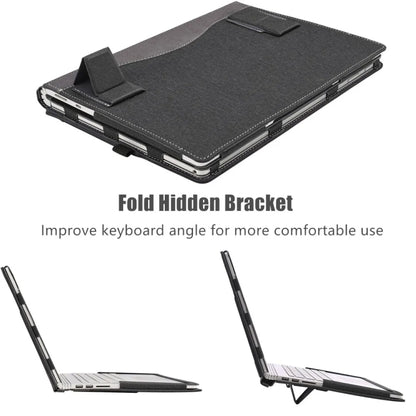 For HP Pavilion Aero 13.3 inch 13-bg / 13z-bg Leather Laptop Shockproof Protective Case With Stand(Black) - 13.3 inch by buy2fix | Online Shopping UK | buy2fix