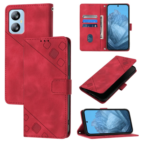 For Blackview A52 Skin Feel Embossed Leather Phone Case(Red)