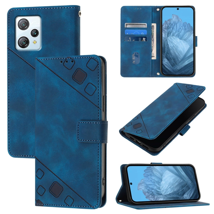 For Blackview A53 Skin Feel Embossed Leather Phone Case(Blue) - More Brand by buy2fix | Online Shopping UK | buy2fix