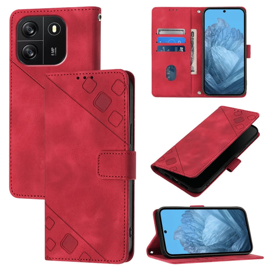 For Blackview Wave 6C Skin Feel Embossed Leather Phone Case(Red) - More Brand by buy2fix | Online Shopping UK | buy2fix