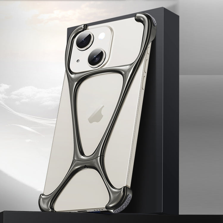 For iPhone 14 / 13 Hercules Zinc Alloy Borderless Metal Phone Case(Bright Metal Grey) - iPhone 14 Cases by buy2fix | Online Shopping UK | buy2fix