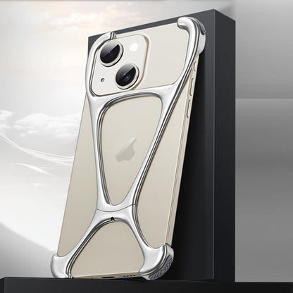 For iPhone 14 / 13 Hercules Zinc Alloy Borderless Metal Phone Case(Bright Silver) - iPhone 14 Cases by buy2fix | Online Shopping UK | buy2fix