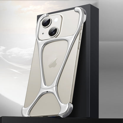 For iPhone 14 / 13 Hercules Zinc Alloy Borderless Metal Phone Case(Matt Silve) - iPhone 14 Cases by buy2fix | Online Shopping UK | buy2fix