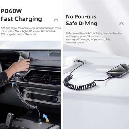 ROCK RCB0877 PD 60W USB-C / Type-C to USB-C / Type-C Spring Coil Fast Charge Data Cable, Length:1.5m - USB-C & Type-C Cable by ROCK | Online Shopping UK | buy2fix