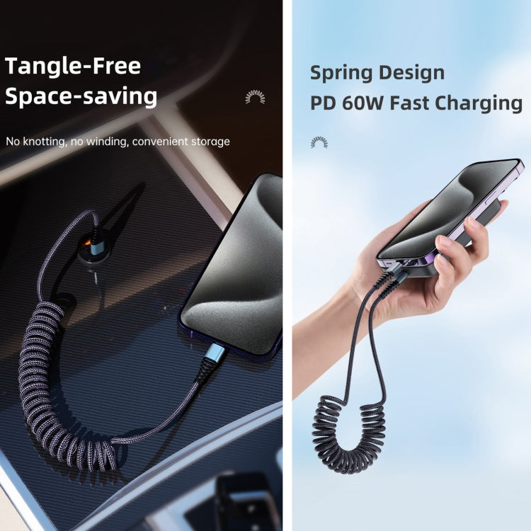 ROCK RCB0877 PD 60W USB-C / Type-C to USB-C / Type-C Spring Coil Fast Charge Data Cable, Length:1.5m - USB-C & Type-C Cable by ROCK | Online Shopping UK | buy2fix