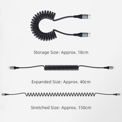 ROCK RCB0877 PD 60W USB-C / Type-C to USB-C / Type-C Spring Coil Fast Charge Data Cable, Length:1.5m - USB-C & Type-C Cable by ROCK | Online Shopping UK | buy2fix
