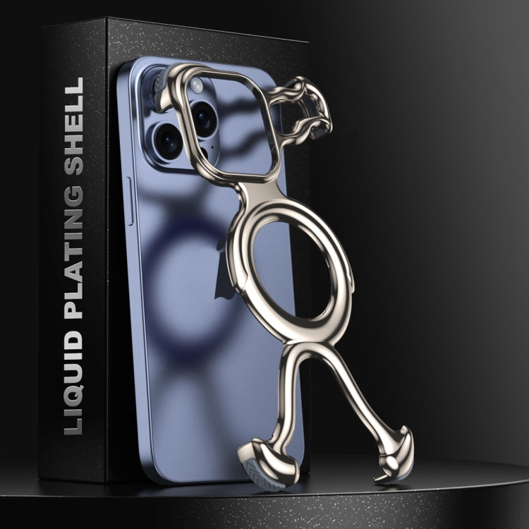 For iPhone 15 Pro Liquid Plating PC Hollow MagSafe Phone Case(Titanium Grey) - iPhone 15 Pro Cases by buy2fix | Online Shopping UK | buy2fix