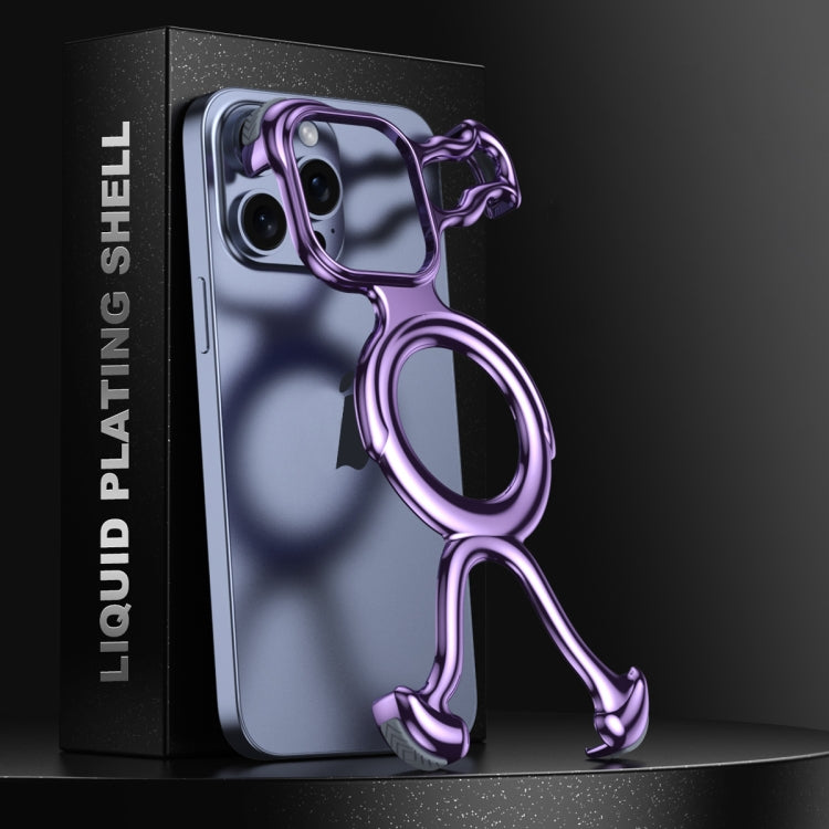 For iPhone 13 Pro Liquid Plating PC Hollow MagSafe Phone Case(Purple) - iPhone 13 Pro Cases by buy2fix | Online Shopping UK | buy2fix