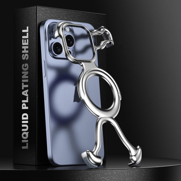 For iPhone 13 Pro Liquid Plating PC Hollow MagSafe Phone Case(Matt Silve) - iPhone 13 Pro Cases by buy2fix | Online Shopping UK | buy2fix