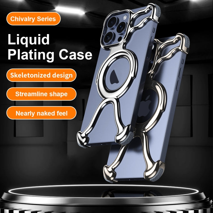 For iPhone 15 Pro Liquid Plating PC Hollow MagSafe Phone Case(Purple) - iPhone 15 Pro Cases by buy2fix | Online Shopping UK | buy2fix