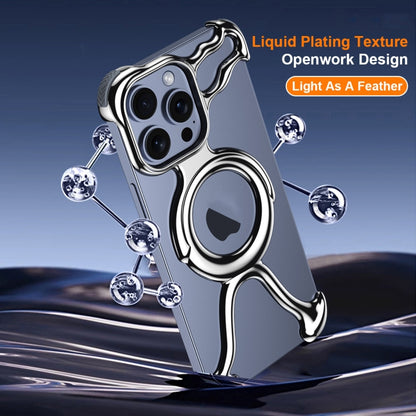 For iPhone 15 Liquid Plating PC Hollow MagSafe Phone Case(Purple) - iPhone 15 Cases by buy2fix | Online Shopping UK | buy2fix