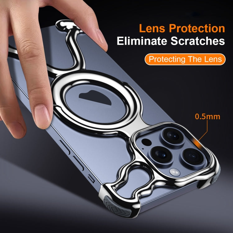 For iPhone 13 Pro Liquid Plating PC Hollow MagSafe Phone Case(Matt Silve) - iPhone 13 Pro Cases by buy2fix | Online Shopping UK | buy2fix