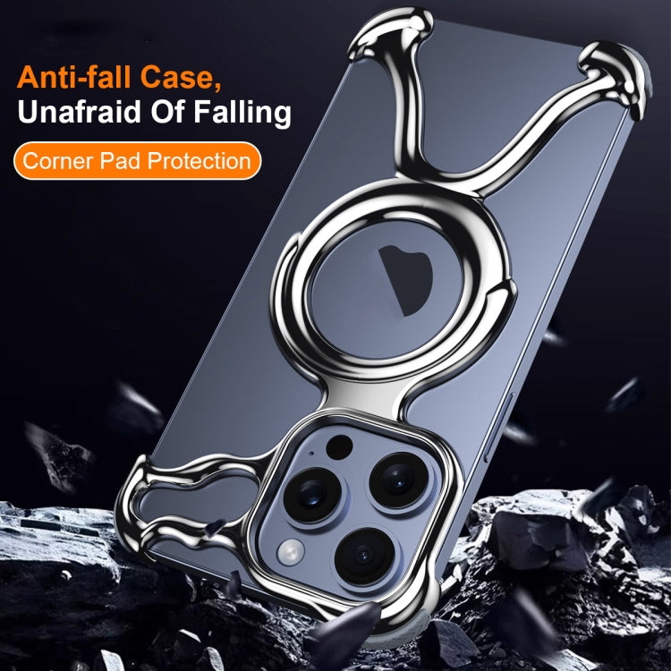 For iPhone 13 Pro Max Liquid Plating PC Hollow MagSafe Phone Case(Matt Silve) - iPhone 13 Pro Max Cases by buy2fix | Online Shopping UK | buy2fix