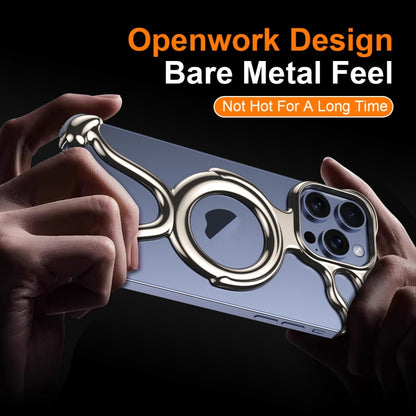 For iPhone 14 Pro Max Liquid Plating PC Hollow MagSafe Phone Case(Matt Silve) - iPhone 14 Pro Max Cases by buy2fix | Online Shopping UK | buy2fix