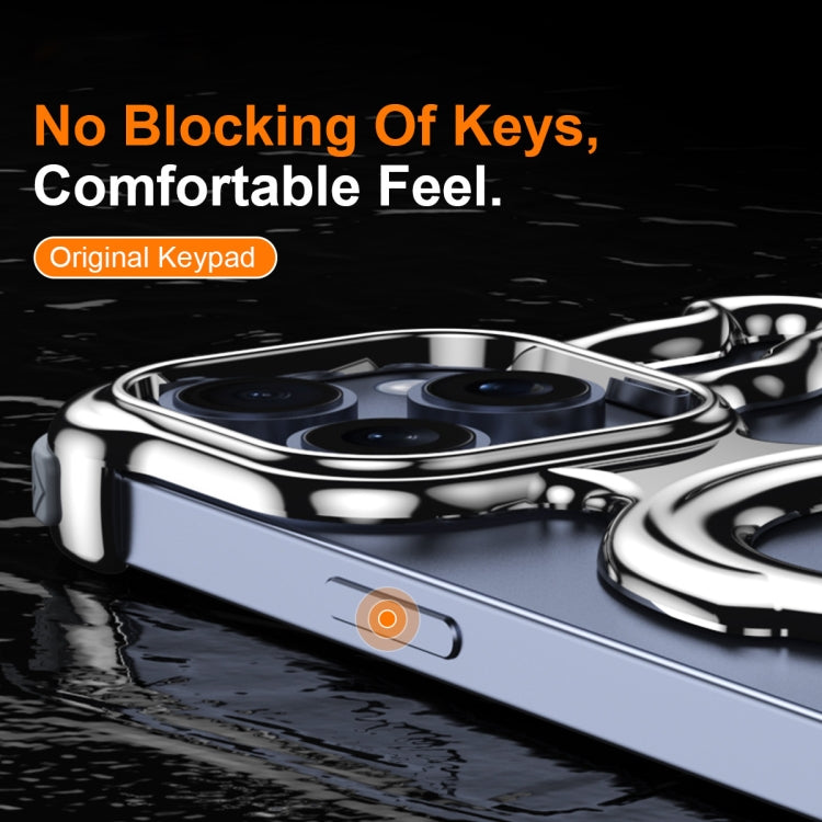 For iPhone 15 Pro Max Liquid Plating PC Hollow MagSafe Phone Case(Matt Silve) - iPhone 15 Pro Max Cases by buy2fix | Online Shopping UK | buy2fix