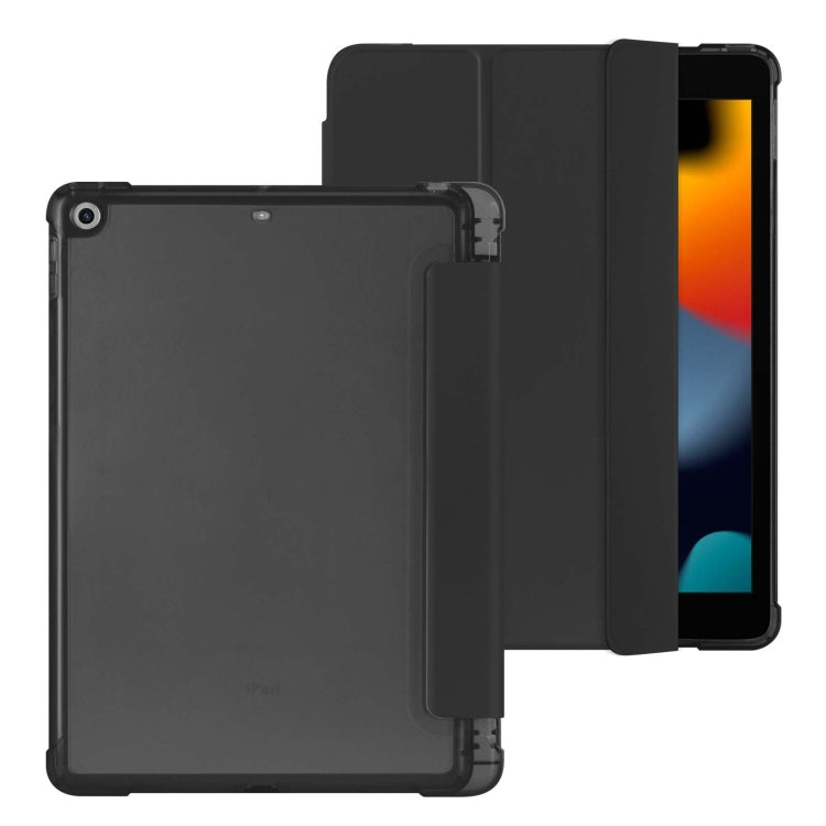 For iPad 10.2 2021 / 2020 / 2019 Tri-fold Holder TPU Cover Frosted Leather Smart Tablet Case withh Pen Slot(Black) - iPad 10.2 Cases by buy2fix | Online Shopping UK | buy2fix