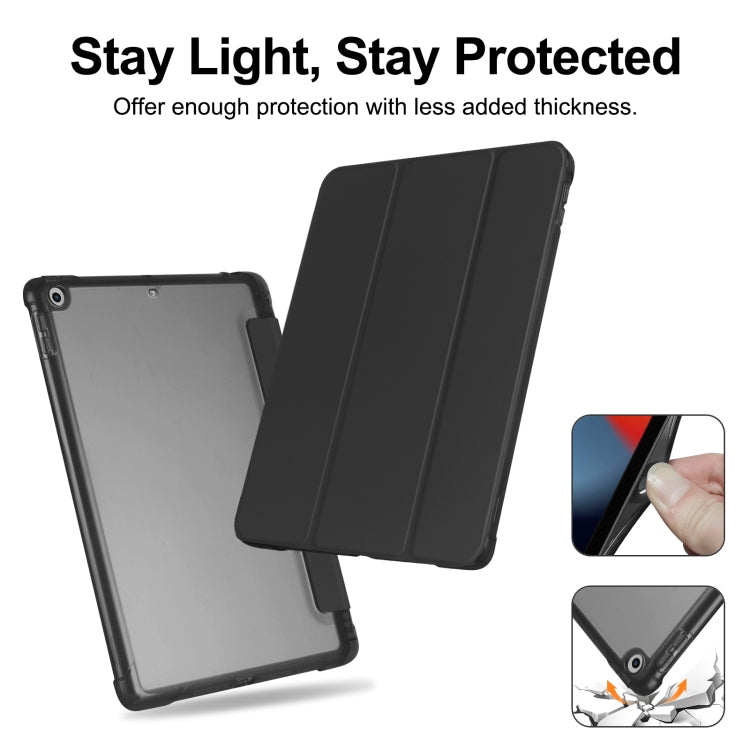 For iPad 10.2 2021 / 2020 / 2019 Tri-fold Holder TPU Cover Frosted Leather Smart Tablet Case withh Pen Slot(Black) - iPad 10.2 Cases by buy2fix | Online Shopping UK | buy2fix