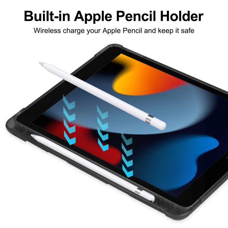 For iPad 10.2 2021 / 2020 / 2019 Tri-fold Holder TPU Cover Frosted Leather Smart Tablet Case withh Pen Slot(Black) - iPad 10.2 Cases by buy2fix | Online Shopping UK | buy2fix