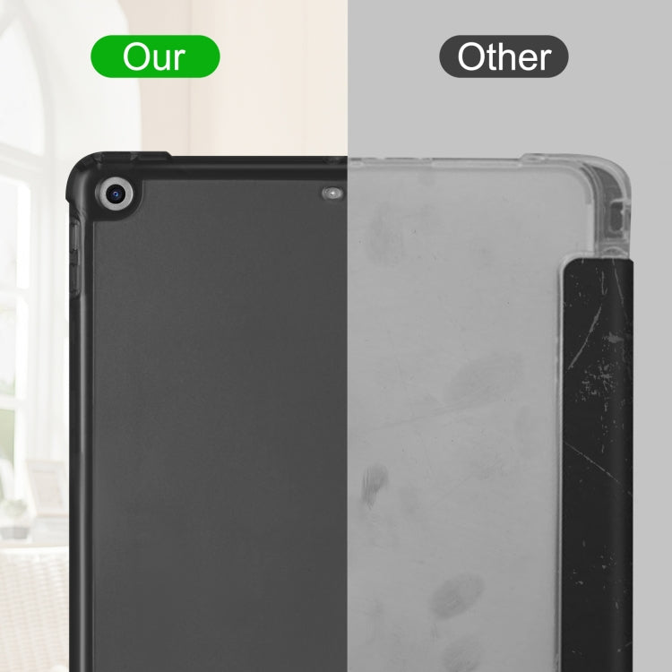 For iPad 10.2 2021 / 2020 / 2019 Tri-fold Holder TPU Cover Frosted Leather Smart Tablet Case withh Pen Slot(Black) - iPad 10.2 Cases by buy2fix | Online Shopping UK | buy2fix