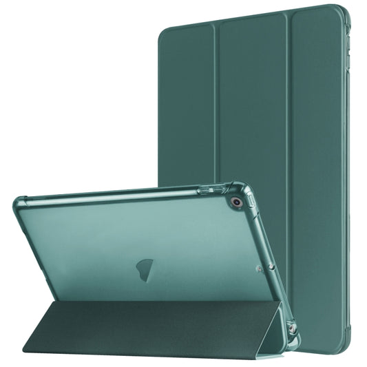 For iPad 10.2 2021 / 2020 / 2019 Tri-fold Holder TPU Cover Frosted Leather Smart Tablet Case withh Pen Slot(Dark Green) - iPad 10.2 Cases by buy2fix | Online Shopping UK | buy2fix