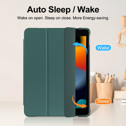 For iPad 10.2 2021 / 2020 / 2019 Tri-fold Holder TPU Cover Frosted Leather Smart Tablet Case withh Pen Slot(Dark Green) - iPad 10.2 Cases by buy2fix | Online Shopping UK | buy2fix