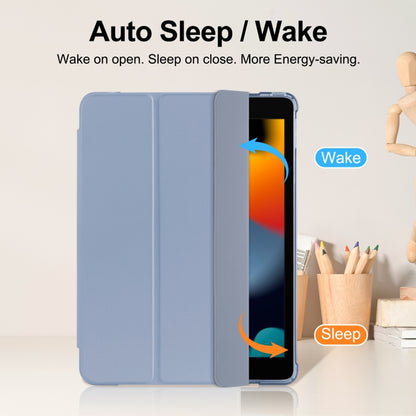 For iPad 10.2 2021 / 2020 / 2019 Tri-fold Holder TPU Cover Frosted Leather Smart Tablet Case withh Pen Slot(Purple) - iPad 10.2 Cases by buy2fix | Online Shopping UK | buy2fix