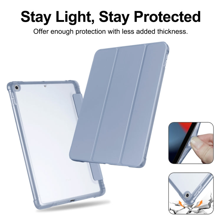 For iPad 10.2 2021 / 2020 / 2019 Tri-fold Holder TPU Cover Frosted Leather Smart Tablet Case withh Pen Slot(Purple) - iPad 10.2 Cases by buy2fix | Online Shopping UK | buy2fix