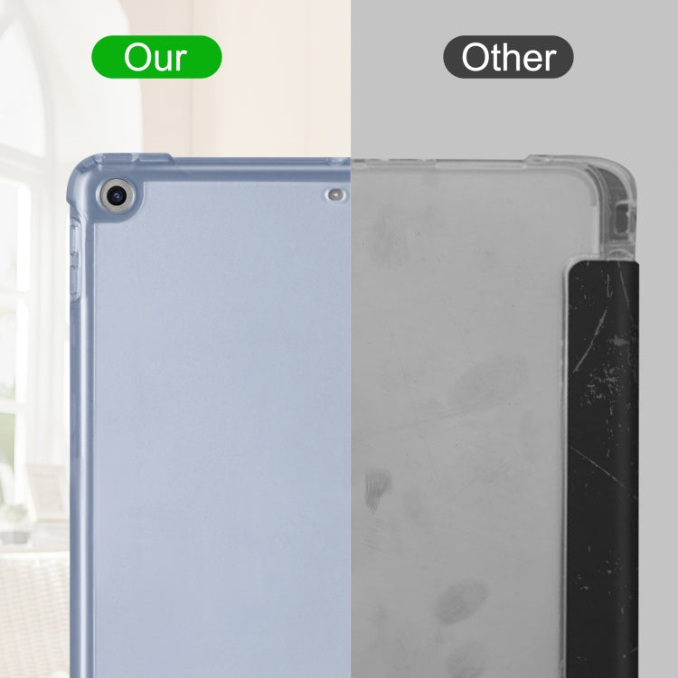 For iPad 10.2 2021 / 2020 / 2019 Tri-fold Holder TPU Cover Frosted Leather Smart Tablet Case withh Pen Slot(Purple) - iPad 10.2 Cases by buy2fix | Online Shopping UK | buy2fix