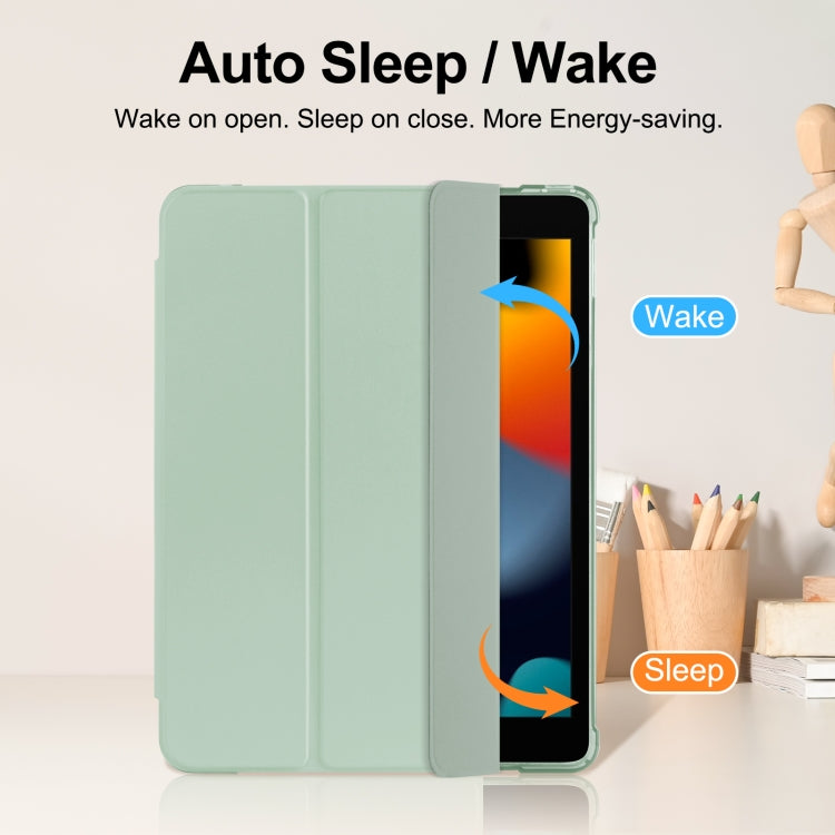 For iPad 10.2 2021 / 2020 / 2019 Tri-fold Holder TPU Cover Frosted Leather Smart Tablet Case withh Pen Slot(Matcha Green) - iPad 10.2 Cases by buy2fix | Online Shopping UK | buy2fix