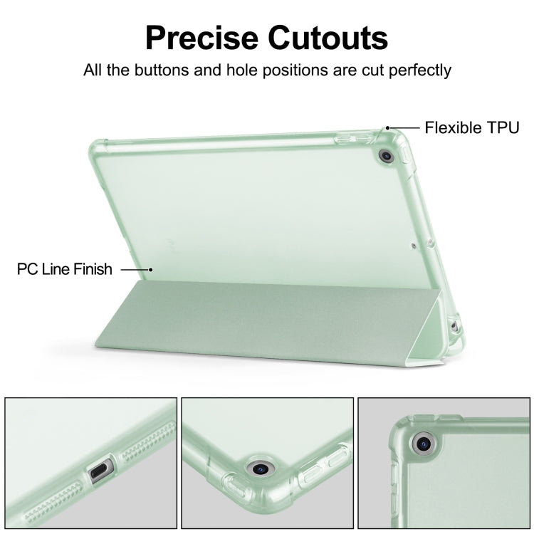 For iPad 10.2 2021 / 2020 / 2019 Tri-fold Holder TPU Cover Frosted Leather Smart Tablet Case withh Pen Slot(Matcha Green) - iPad 10.2 Cases by buy2fix | Online Shopping UK | buy2fix