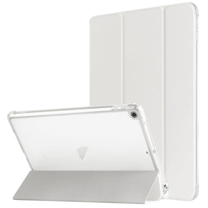 For iPad 10.2 2021 / 2020 / 2019 Tri-fold Holder TPU Cover Frosted Leather Smart Tablet Case withh Pen Slot(Grey) - iPad 10.2 Cases by buy2fix | Online Shopping UK | buy2fix