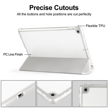 For iPad 10.2 2021 / 2020 / 2019 Tri-fold Holder TPU Cover Frosted Leather Smart Tablet Case withh Pen Slot(Grey) - iPad 10.2 Cases by buy2fix | Online Shopping UK | buy2fix