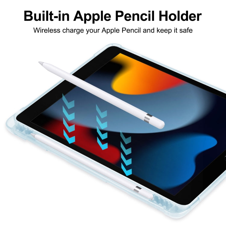 For iPad 10.2 2021 / 2020 / 2019 Tri-fold Holder TPU Cover Frosted Leather Smart Tablet Case withh Pen Slot(Sky Blue) - iPad 10.2 Cases by buy2fix | Online Shopping UK | buy2fix